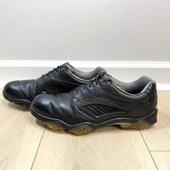 Vintage FootJoy SYNR-G Men's Golf Shoes Black Leather OptiFlex Cleats Size 13M - Picture 1 of 12